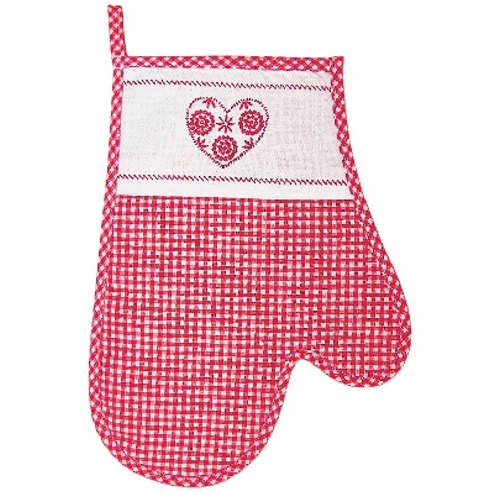 Topflappen Topfhandschuh Landhaus rot weiß 18x28 cm