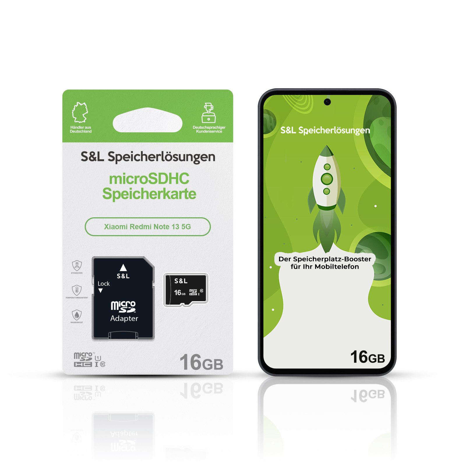 Tec-Expert microSD Karte S&L für Xiaomi Redmi Note 13 5G Speicherkarte (16 GB, Class 10, microSDHC)
