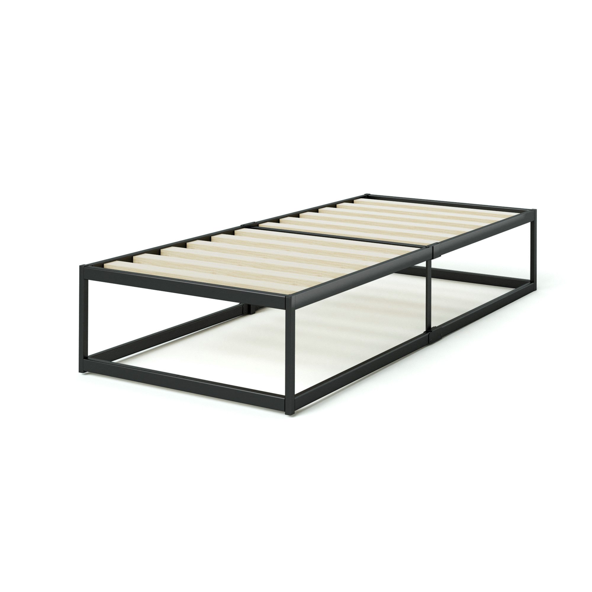 ZINUS Bettgestell Joseph - Stabiler Bettrahmen mit Holzlattenrost & Stauraum (Bis 159 kg belastbar, 1-tlg., Doppel/Einzelbett, Schwarz, 90x200 cm), Kinderleichter Aufbau, Robust, EcoFriendly Packaging