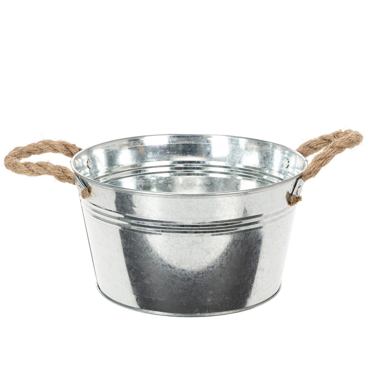 Viana Übertopf Blechschale mit Seilgriffen Vintage Design Deko Highlight
