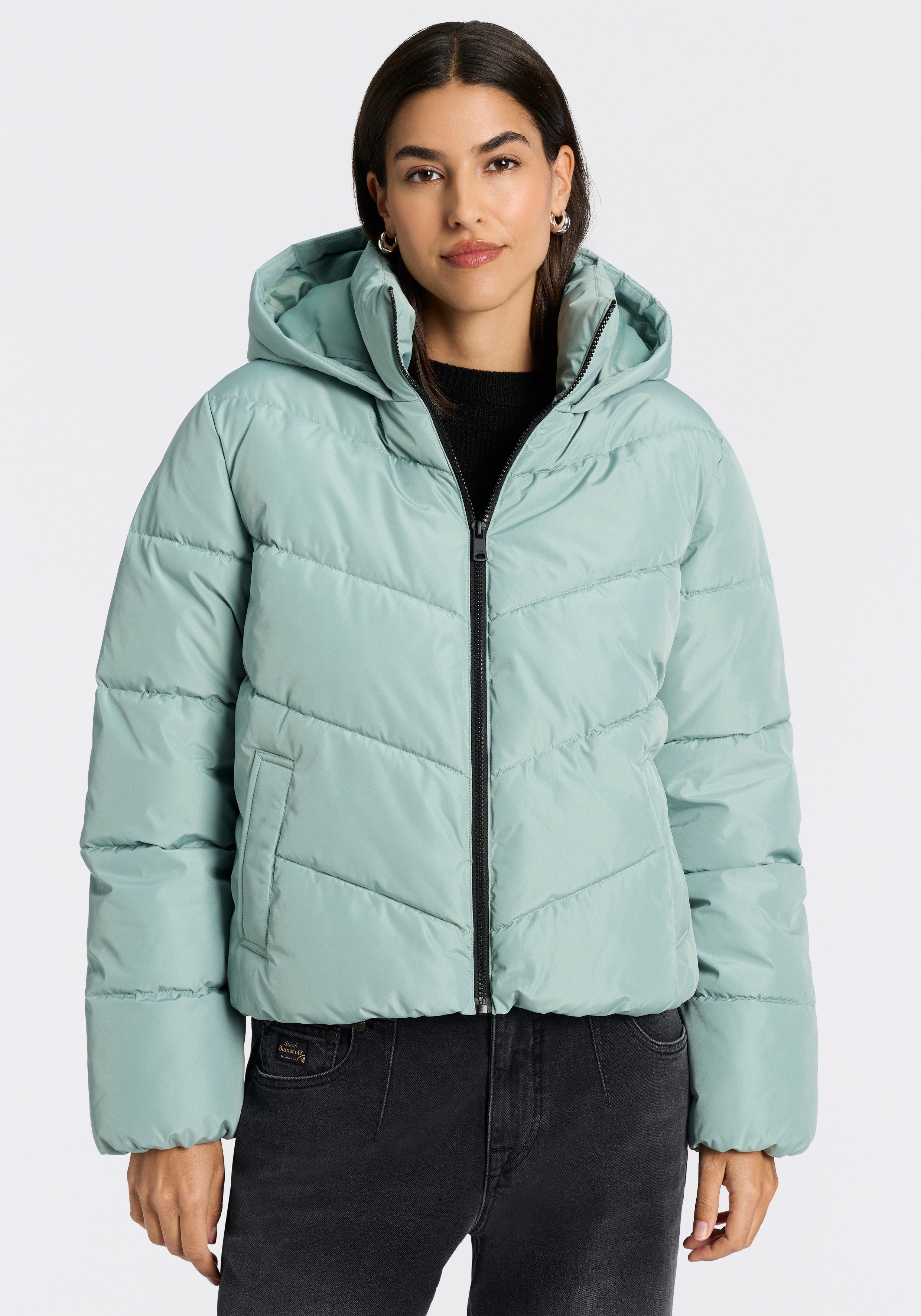 ONLY Steppjacke ONLCLARISA PUFFER HOOD JACKET CS OTW Kunstfaser, Steppware, Kapuze, elastische Bündchen