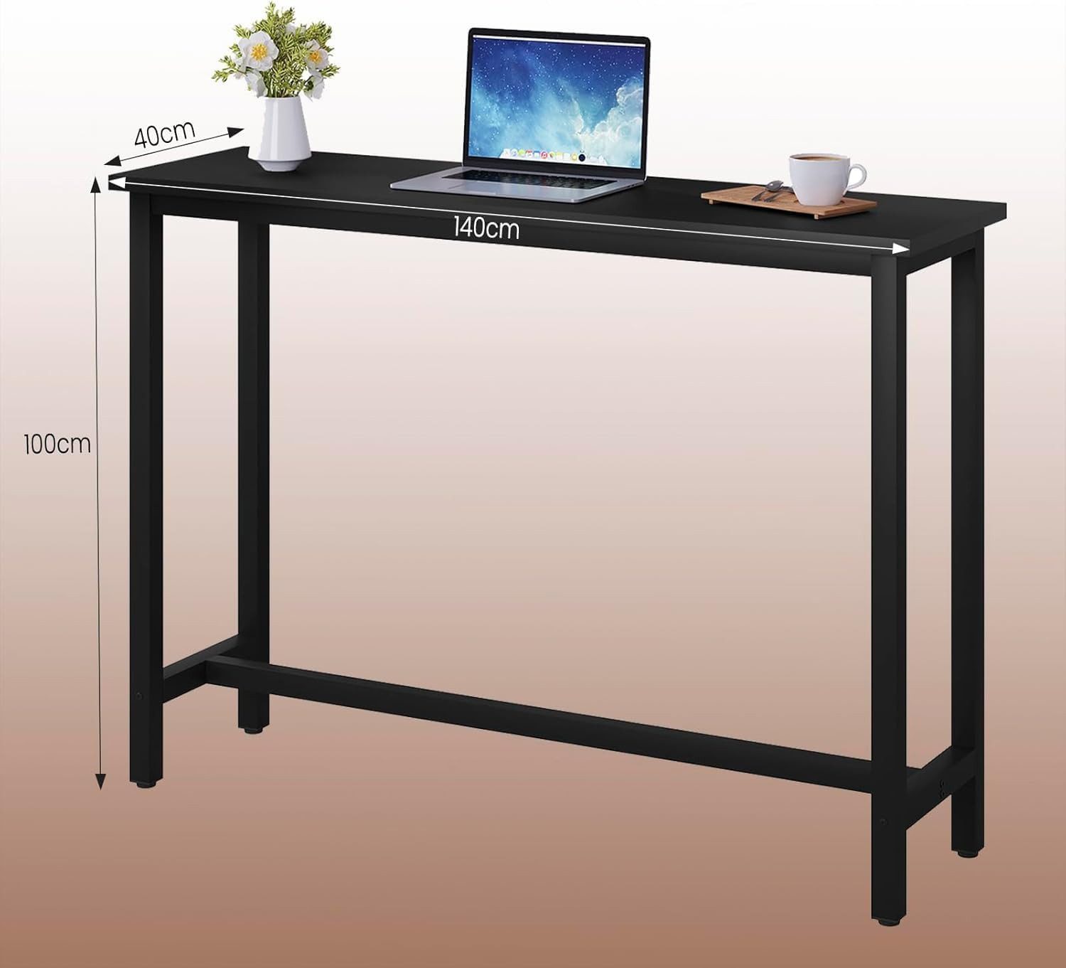 Woltu Bartisch (1-St), Metallgestell, Tischplatte aus MDF, 140x40x100cm
