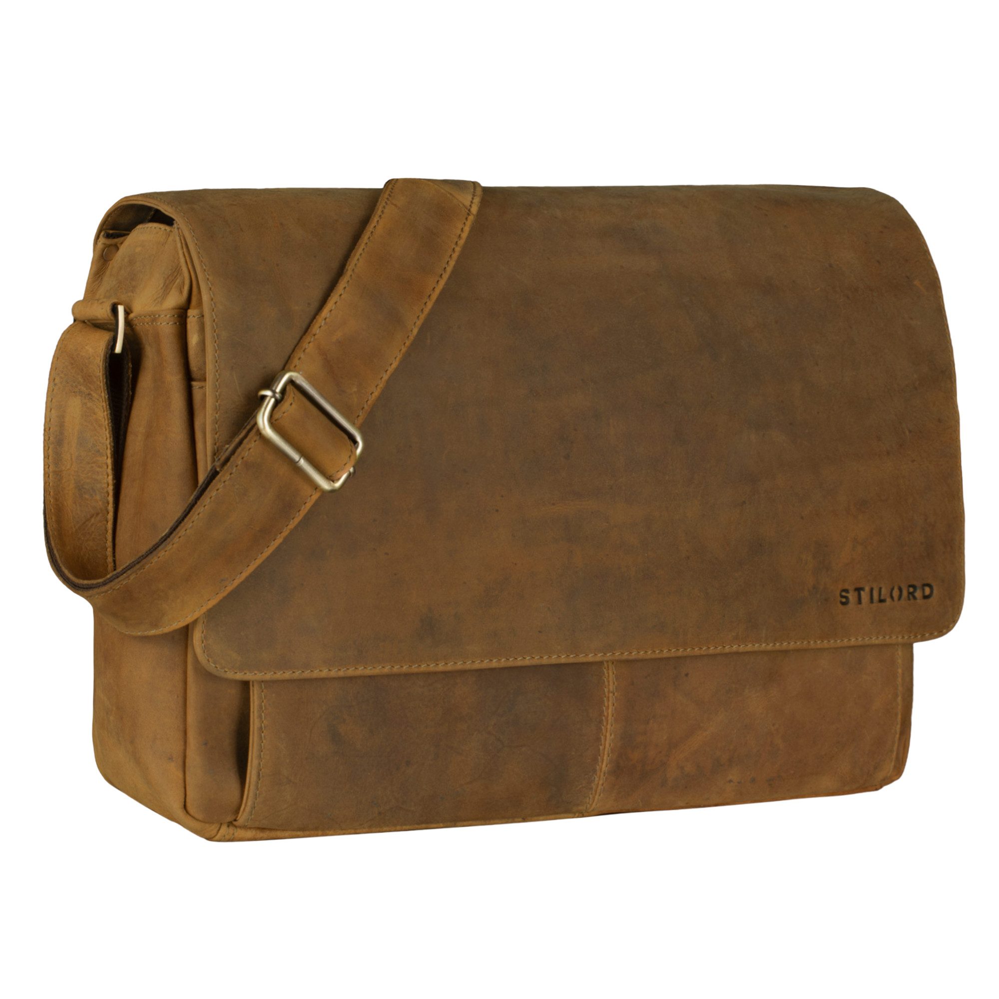 STILORD Laptoptasche "Como" Vintage Umhängetasche Herren Leder 15,6 Zoll