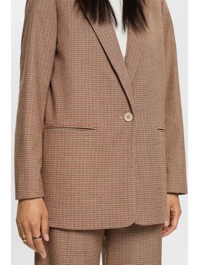 Esprit Kurzblazer Karierter Blazer mit Einzelknopf