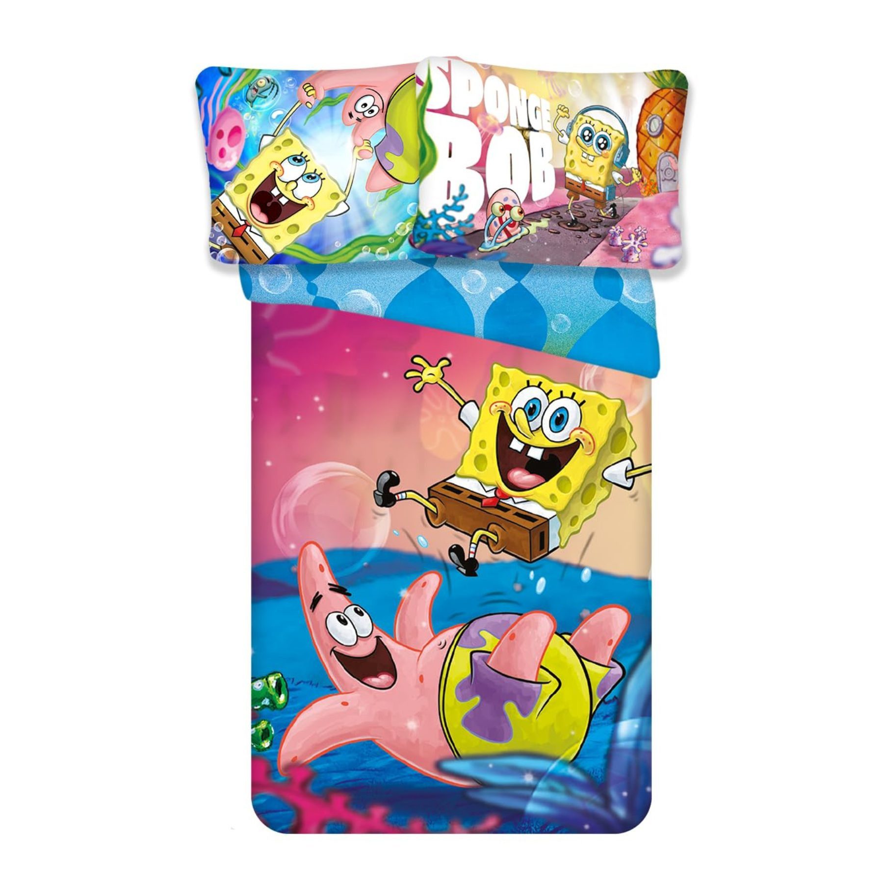 Spongebob Schwammkopf Bettwäsche Mehrfarbig Bettbezug Kissenbezug Baumwolle 140 × 200 cm, Baumwolle
