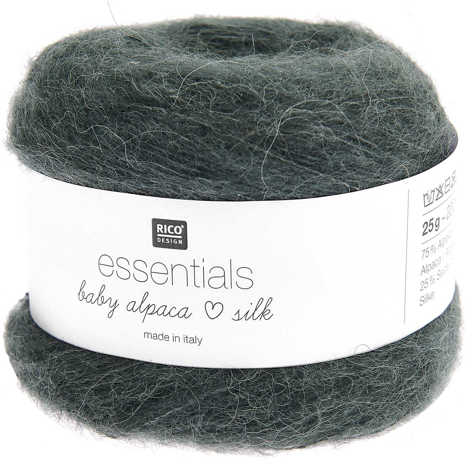 Rico Design Essentials Baby Alpaca Loves Silk Lacegarn aus Seide und Babyalpaka Häkelwolle, 200,00 m (25g Alpaka Wolle Handstrickgarn, Alpakawolle mit Seide zum stricken und häkeln), Strickgarn, Strickwolle, Lacewolle