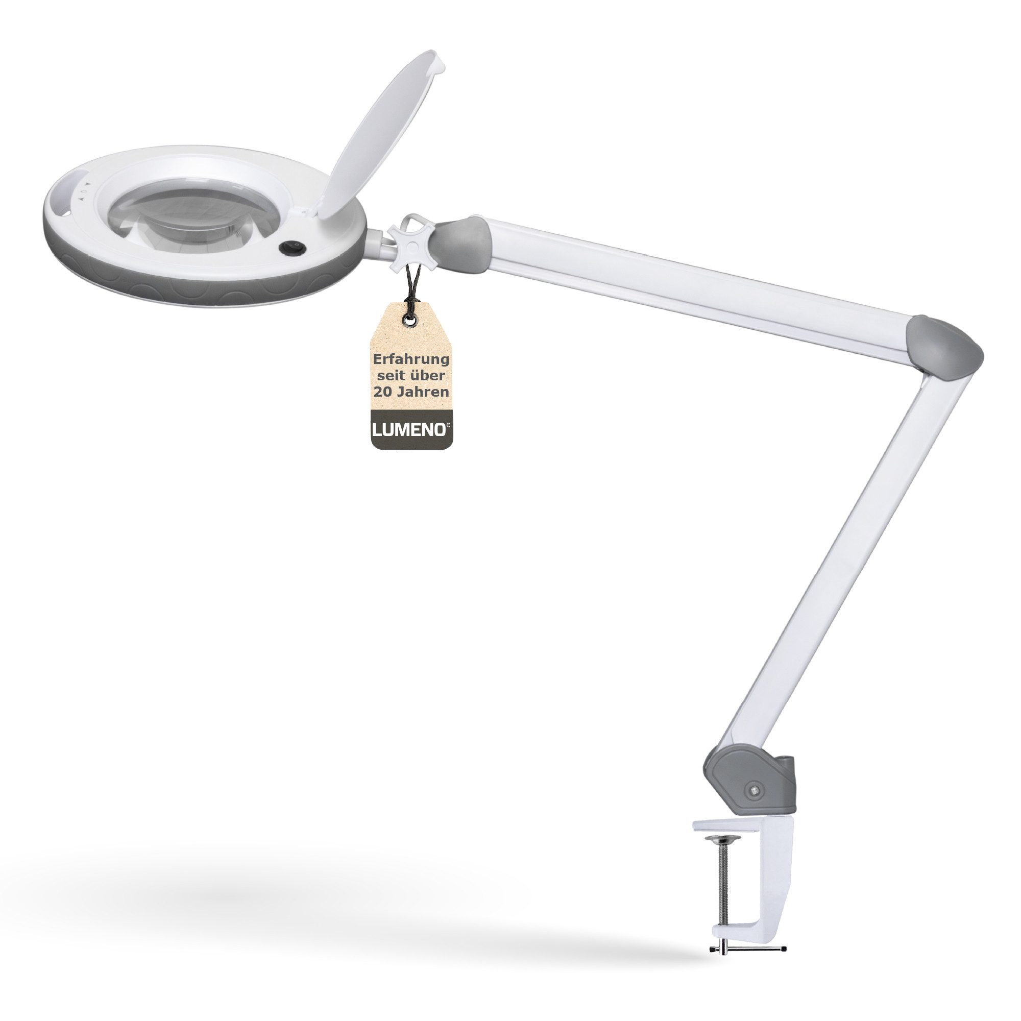 Lumeno Lupenlampe 851X dimmbare LED-Lupenleuchte, 152 mm kristallklare Linse, LED fest integriert, Kaltweiß, 6500 K