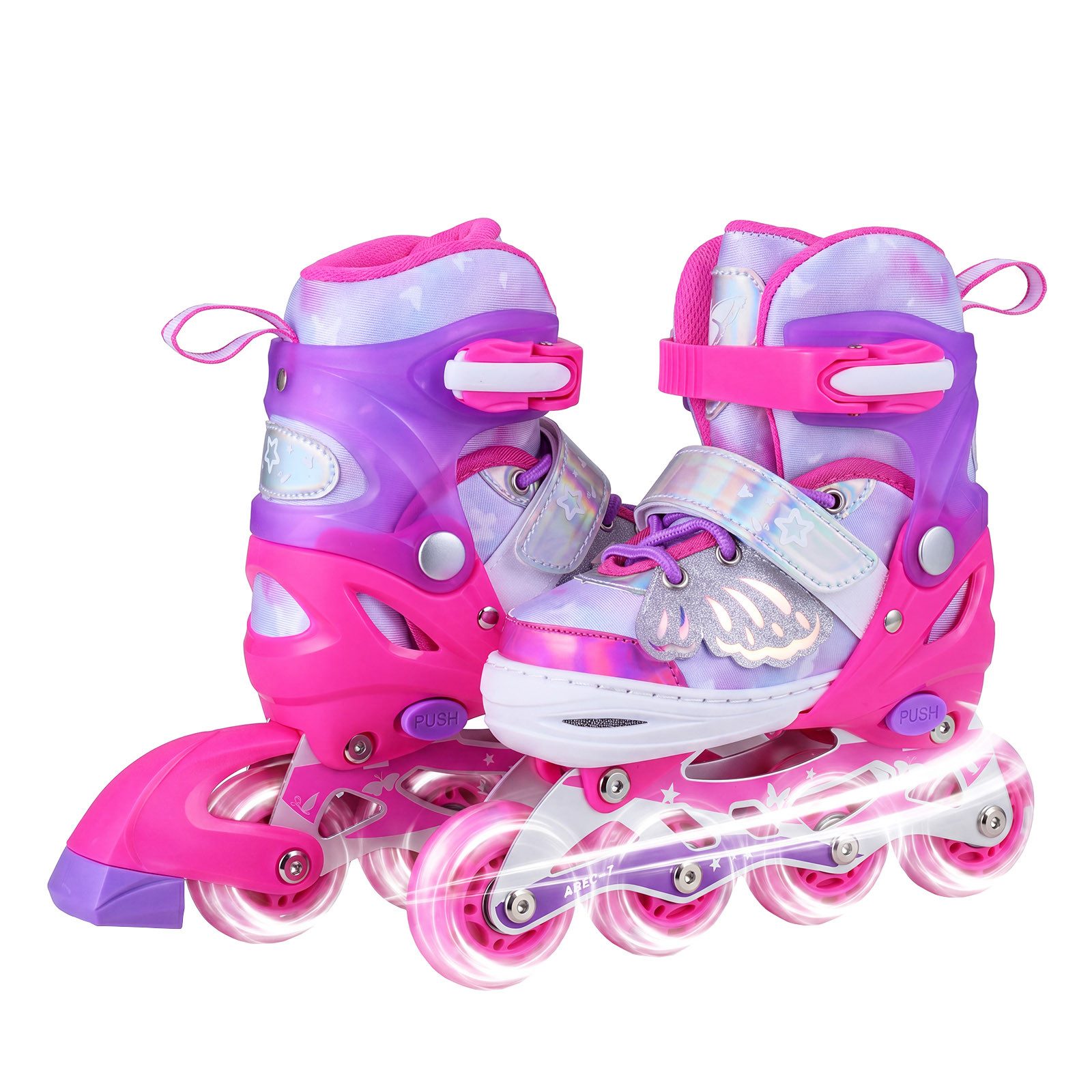 COSTWAY Rollschuhe Kinder Inliner 4 Größen verstellbar mit LED Rädern