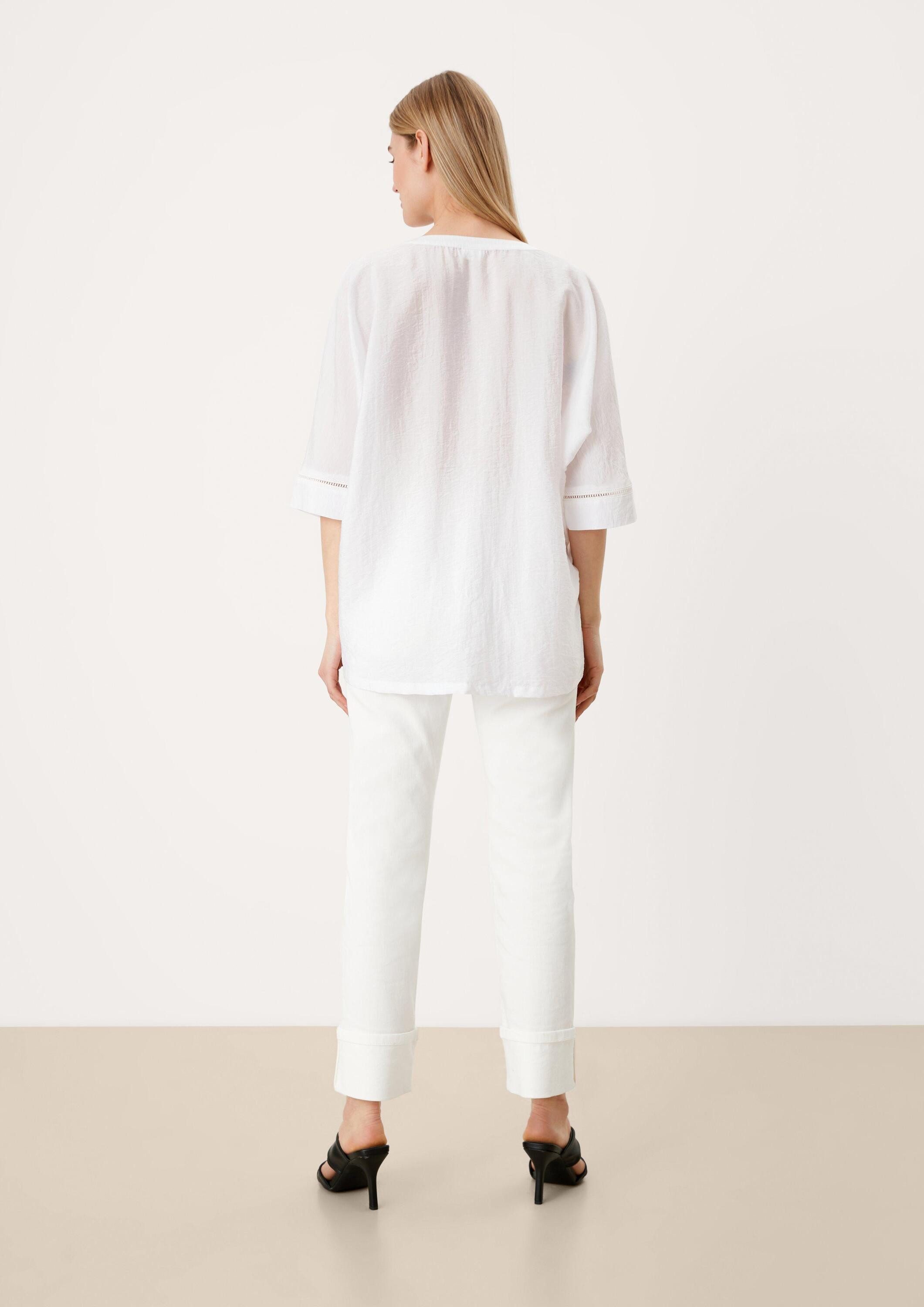 s.Oliver Kurzarmbluse Bluse Tunika mit Spitzendetails