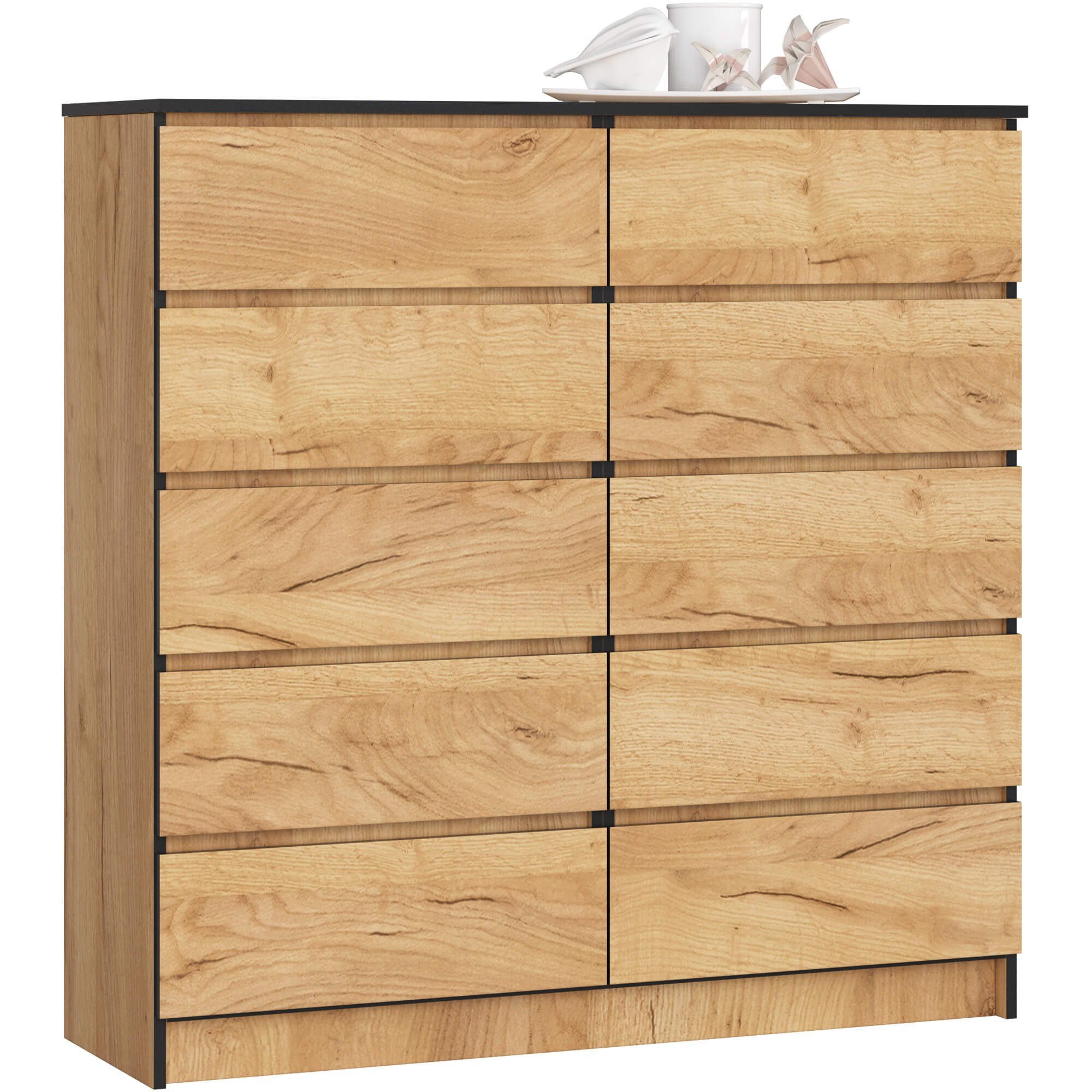 Raumhirsch Furniture Kommode mit 10 Schubladen 120 cm breit Holz Schrank, (viele Farbvarianten - Maße: 120 x 121 x 40 cm) - Hochwertig & stabil