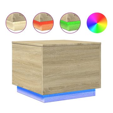 vidaXL Couchtisch Couchtisch mit LED-Leuchten Sonoma-Eiche 50x50x40 cm (1-St)