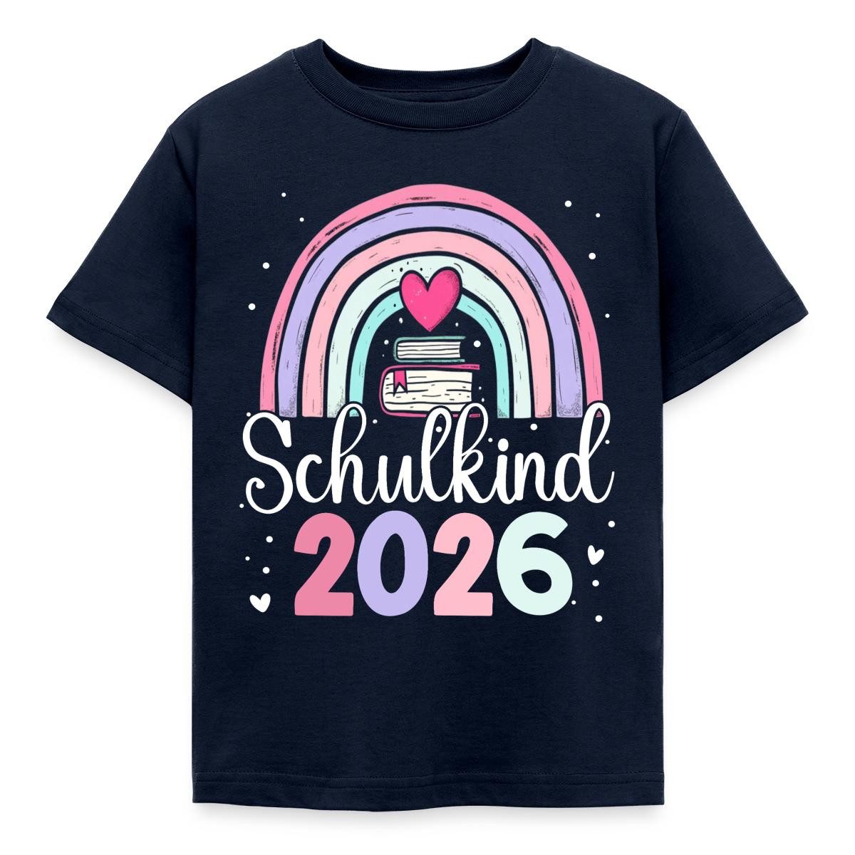 Spreadshirt T-Shirt Schulkind 2026 Regenbogen Einschulung Kinder T-Shirt (1-tlg) Fällt klein aus. Wir empfehlen, eine Größe größer zu bestellen.