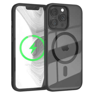 EAZY CASE Handyhülle Transparente Hülle mit MagSafe für iPhone 13 Pro 6,1 Zoll, Qi Charging kompatibel, Silicon Case, Slimcover Displayschutz, Schwarz
