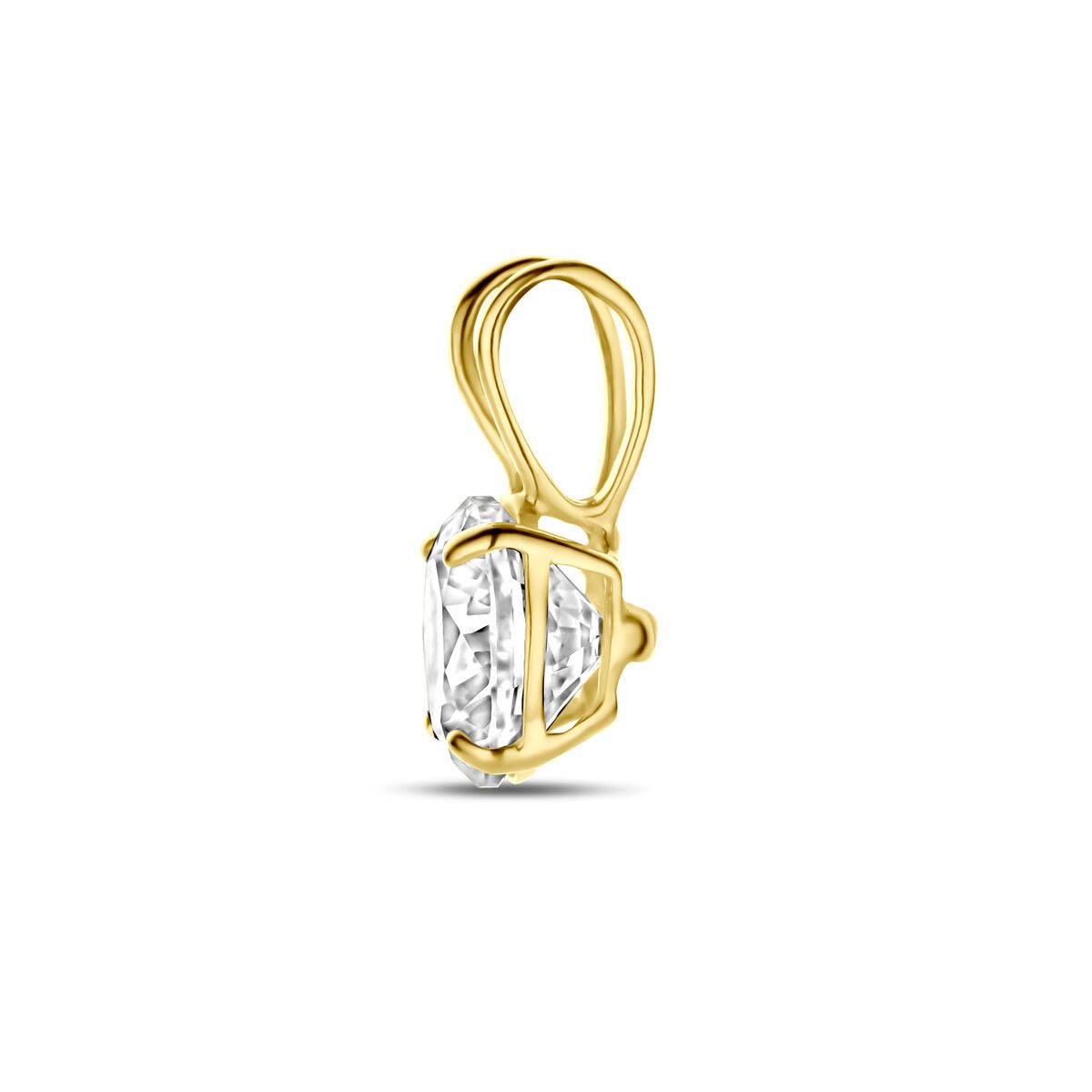 NICEANDnoble Kettenanhänger 585er Gelbgold Kettenanhänger Zirkonia 5 mm, Goldschmuck für Damen