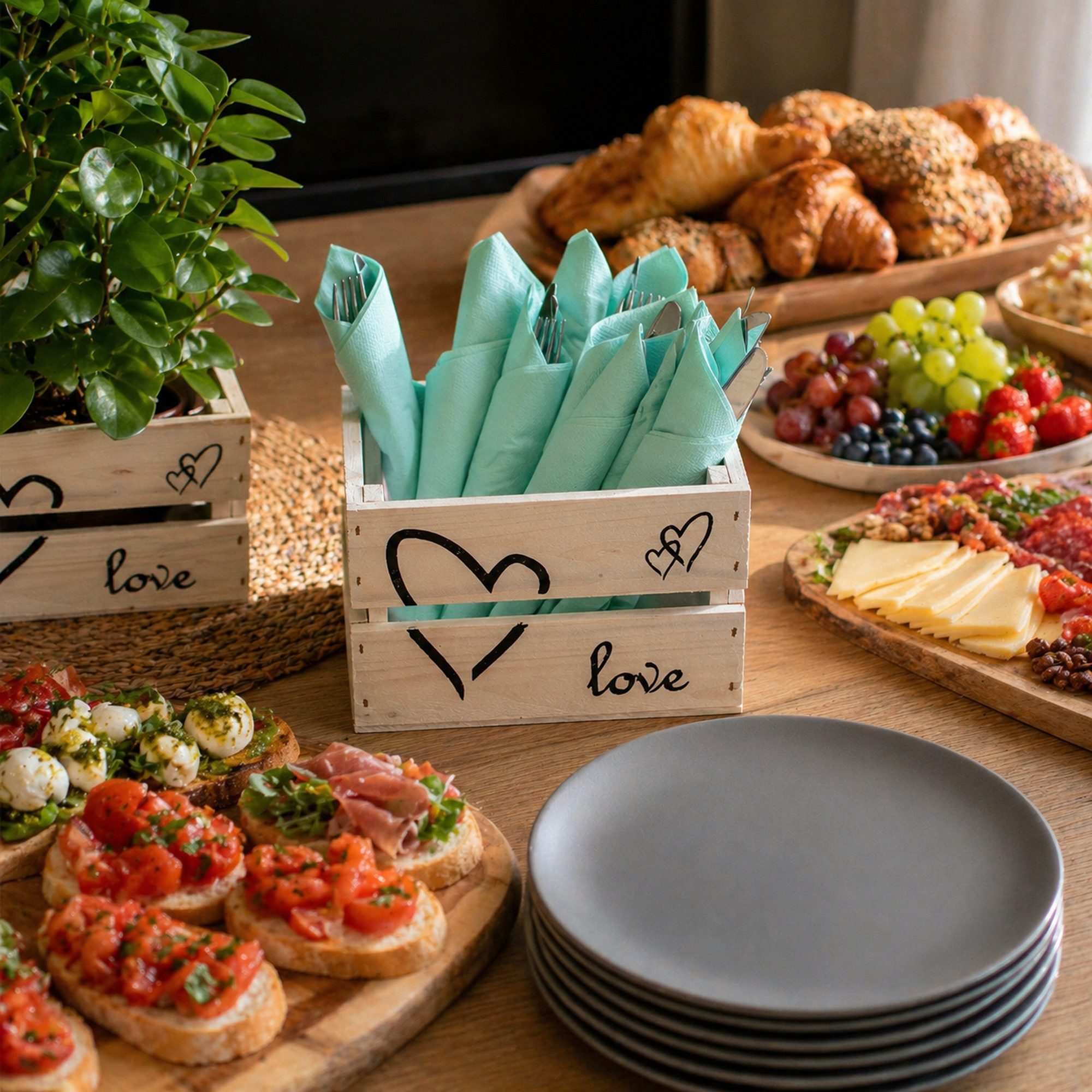 UNUS HOME Dekokiste Holzkiste Dekokiste "Love" 3er Set - Liebe (Abmessungen: 21 x 15 x 13,5 cm (LxBxH), Dekokisten Holzkistenset Holzkisten Aufbewahrungskisten