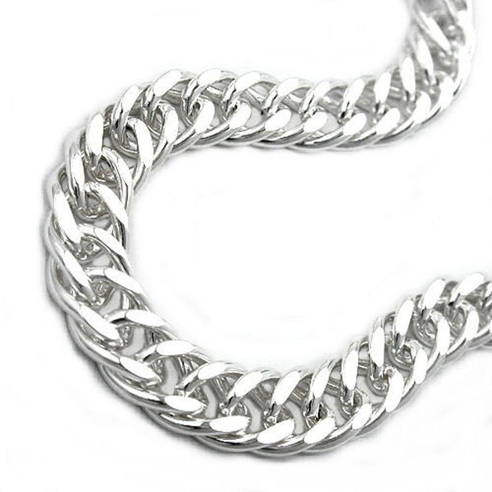 unbespielt Silberkette Halskette 6 mm 55 Silber Zwillingspanzerkette Damen Silberschmuck für 925 Herren diamantiert cm, und