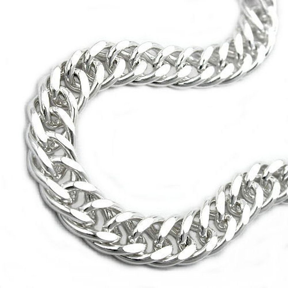 unbespielt Silberkette Halskette 6 mm Zwillingspanzerkette diamantiert 925  Silber 55 cm, Silberschmuck für Damen und Herren