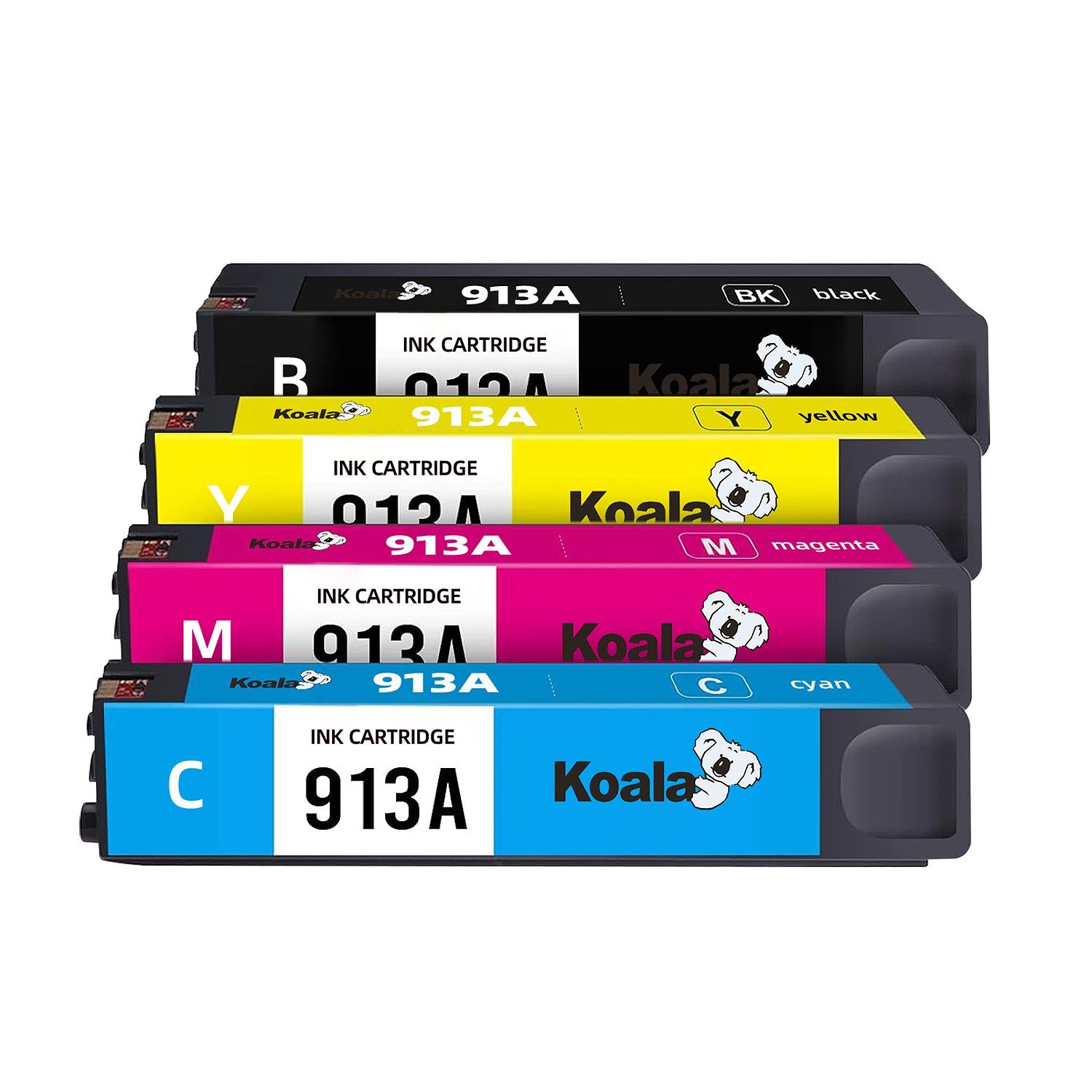 Koala Set of 4 HP 913A Druckerpatronen für Pagewide Pro 477dw 377DW Tintenpatrone (Packung, PageWide 352dw 452dwt 377dw 477dw Managed P55250 P57750)