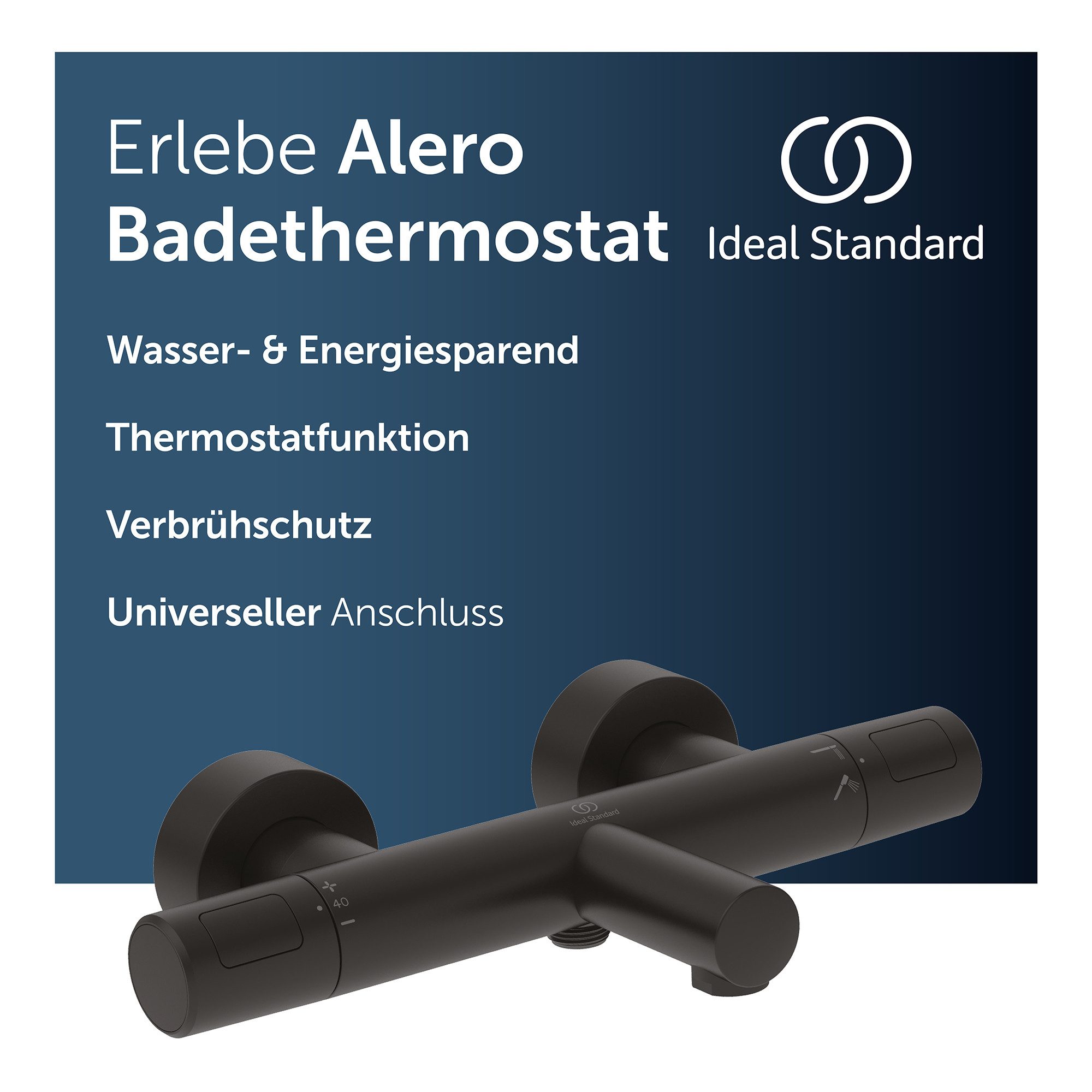 Ideal Standard Duscharmatur Alero Thermostatfunktion, Wasser- & Energiesparend, CoolBody-Technologie