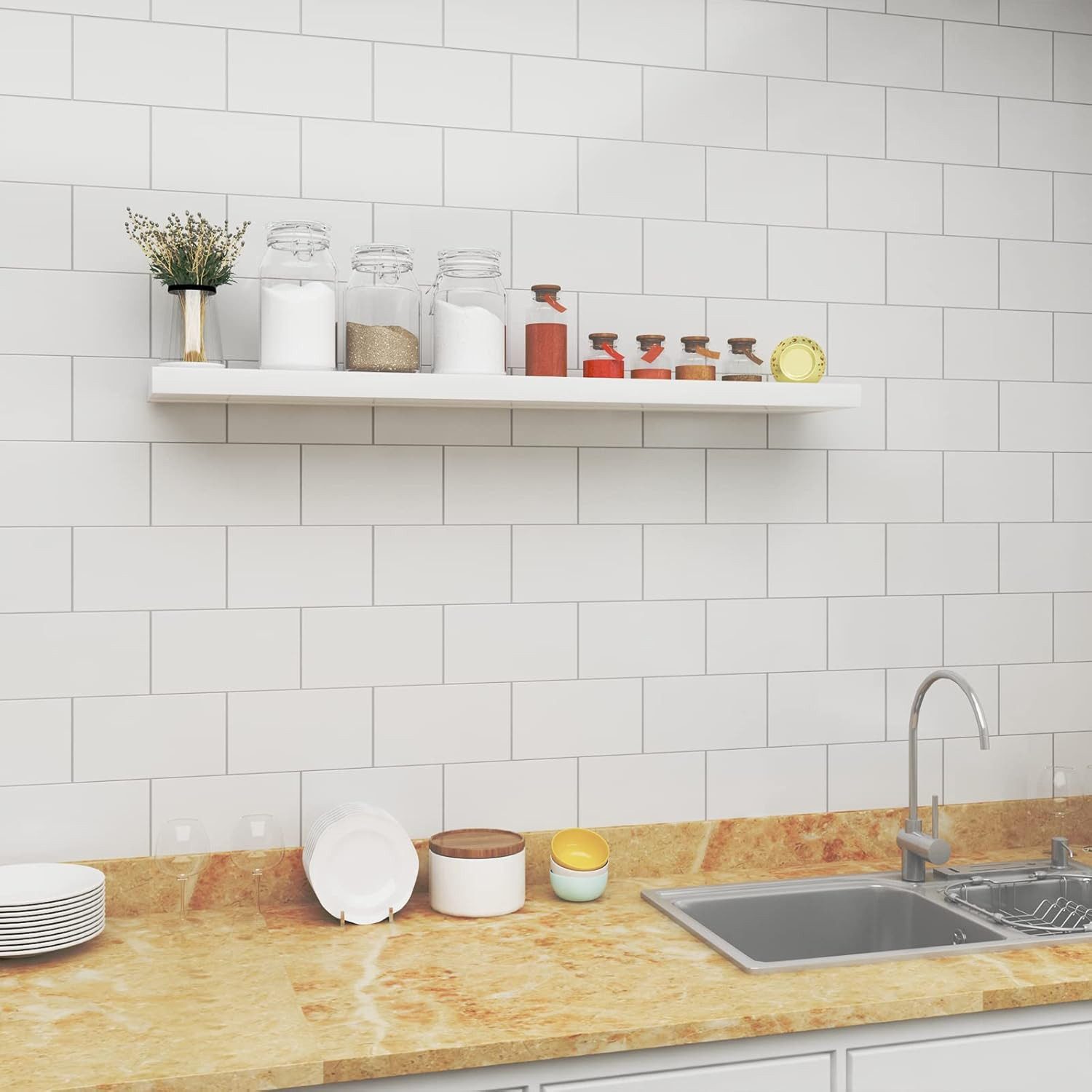 Woltu Wandregal, 1-tlg., hochglänzend Wandboard Schweberegal CD DVD Regal günstig online kaufen