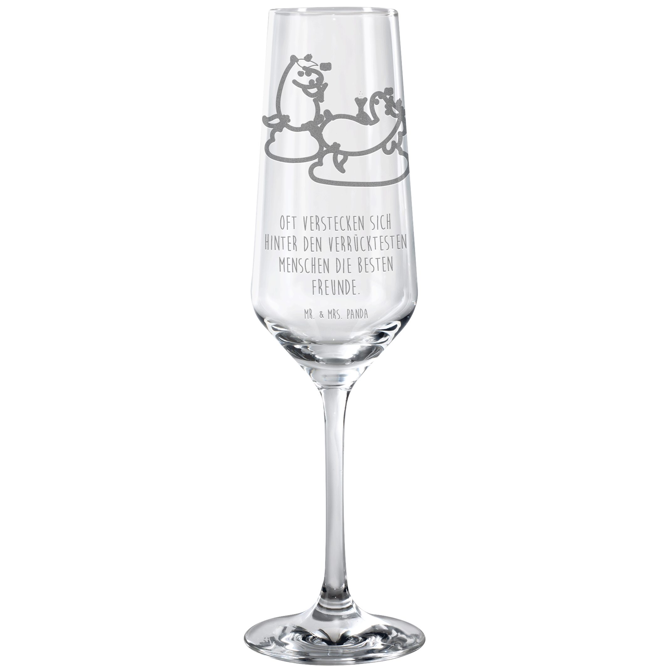 Mr. & Mrs. Panda Sektglas Einhorn Sekt - Transparent - Geschenk, Spülmaschinenfeste Sektgläser, Premium Glas, Hochwertige Gravur