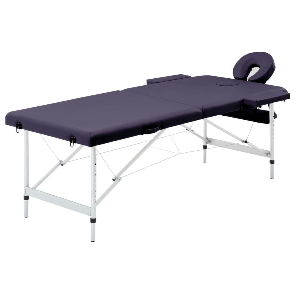 vidaXL Massageliege Massageliege Klappbar Aluminiumgestell mit Lila 2-Zonen