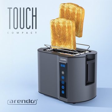 Arendo Toaster, 2 kurze Schlitze, für 2 Scheiben, 800 W, Kurzschlitz, Brötchenaufsatz, Wärmeisoliertes Gehäuse, Display, Touch