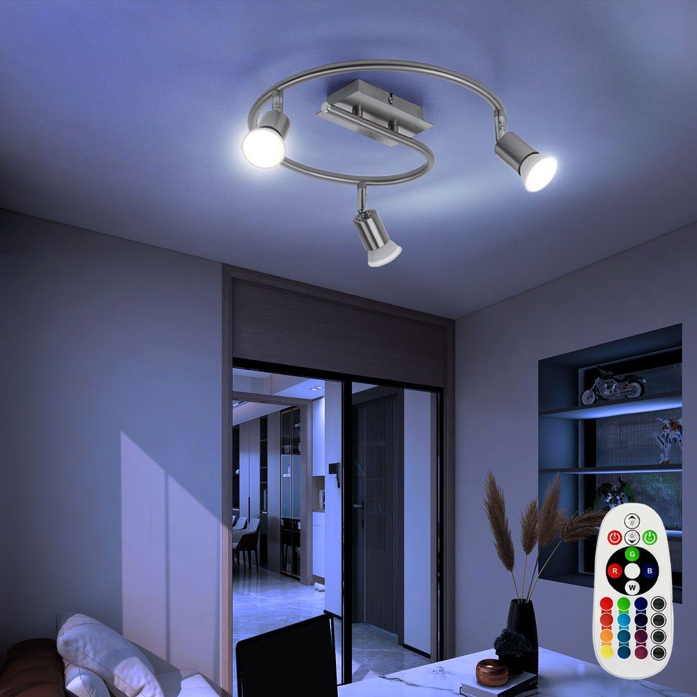 etc-shop Wohn Lampe Zimmer Farbwechsel, Leuchte inklusive, Fernbedienung Spot Rondell Decken LED Warmweiß, Deckenleuchte, Leuchtmittel