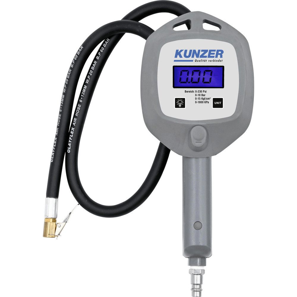 Kunzer Reifendrucksensor Kunzer 7HRD01 Reifendruckprüfer digital Messbereich Luftdruck 18 bar