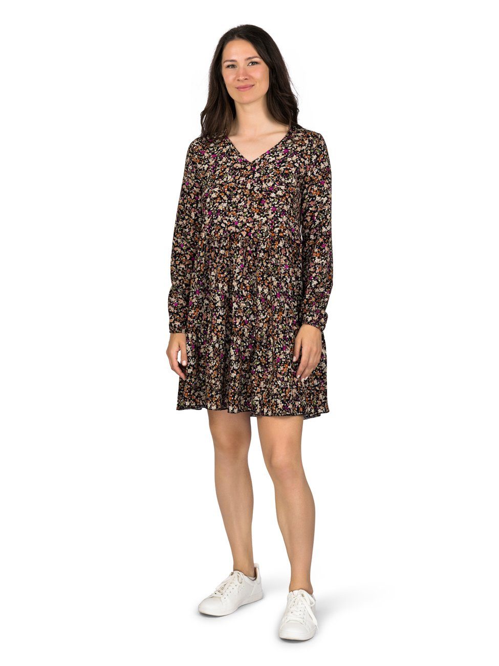 DENIMFY Sommerkleid Damen Kleid DFIda A-Linie langarm Freizeitkleid mit V-A günstig online kaufen