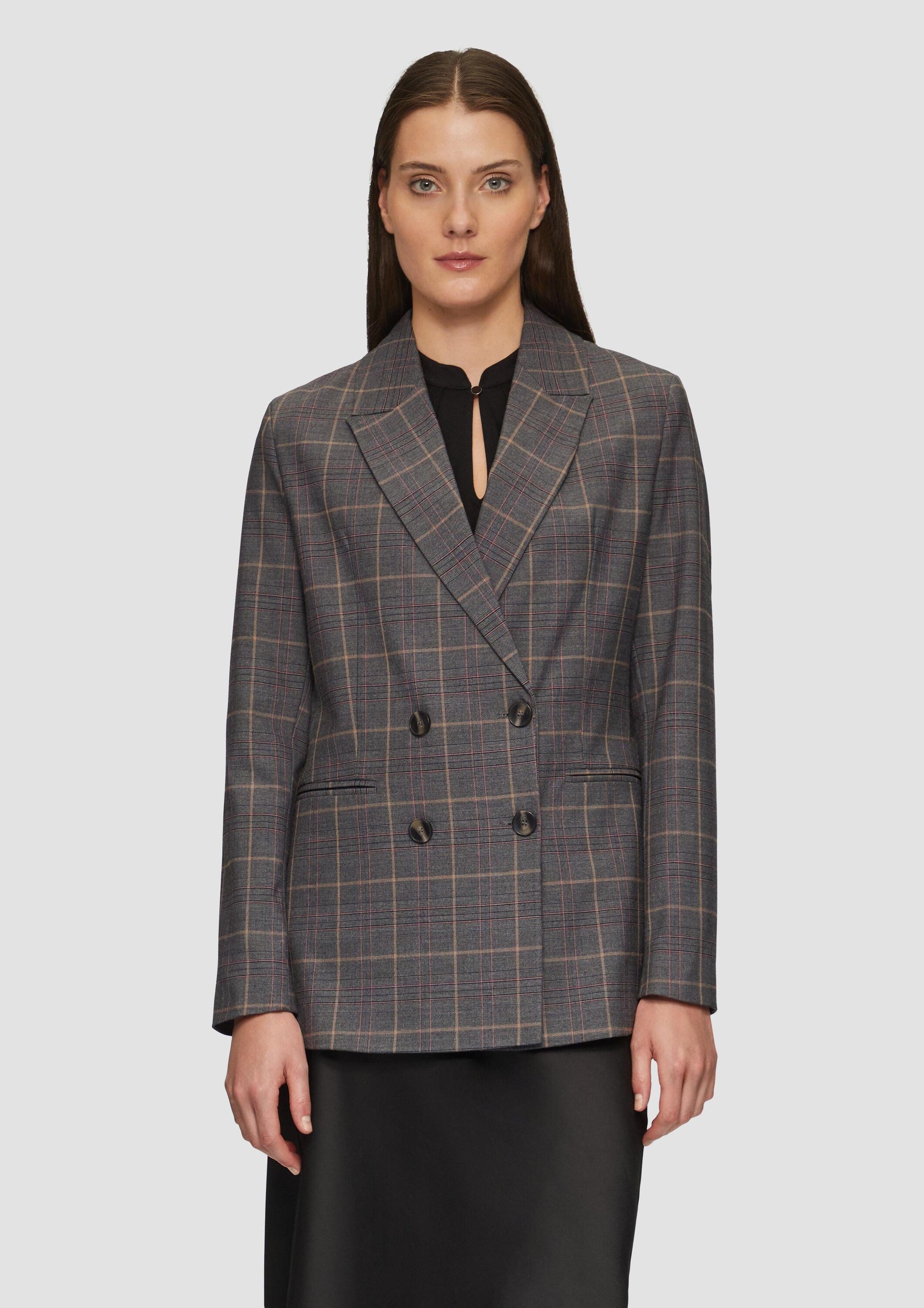 s.Oliver Куртки блейзер Indoor-Jacke Doppelreihiger Karo-Blazer im Slim Fit