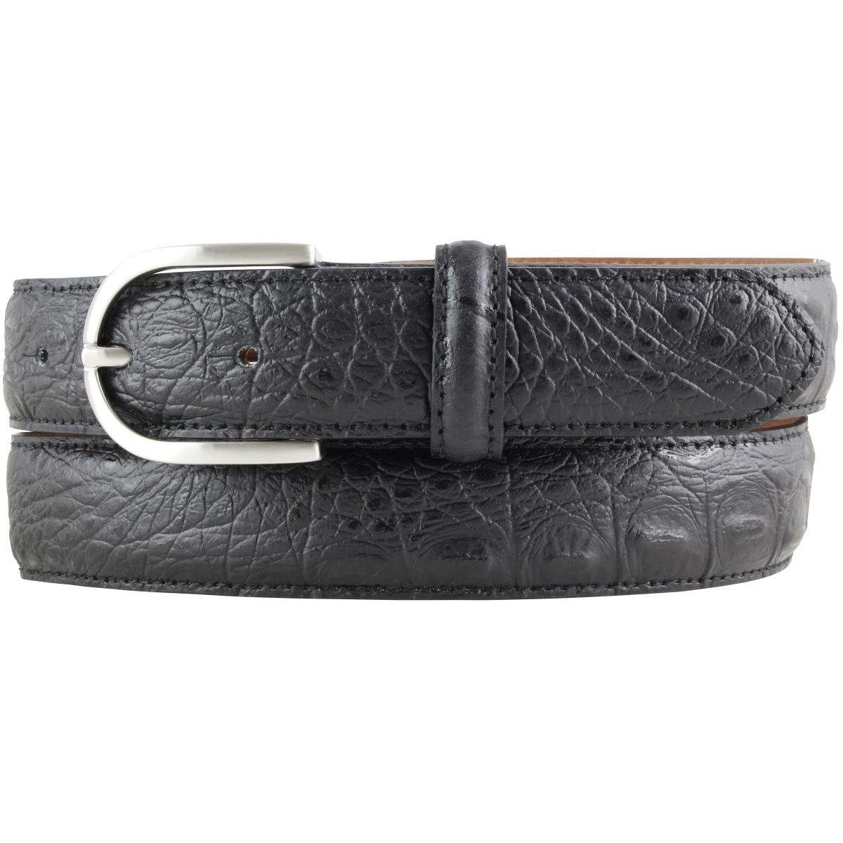 BELTINGER Ledergürtel Damen-Gürtel mit Krokoprägung 3 cm - Leder-Gürtel für Damen 30mm Kroko Schwarz, Silber | Gürtel