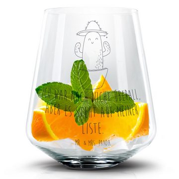 Mr. & Mrs. Panda Cocktailglas Kaktus Hut - Transparent - Geschenk, Kaktusliebe, Kakteen, Reisetageb, Premium Glas, Zauberhafte Gravuren