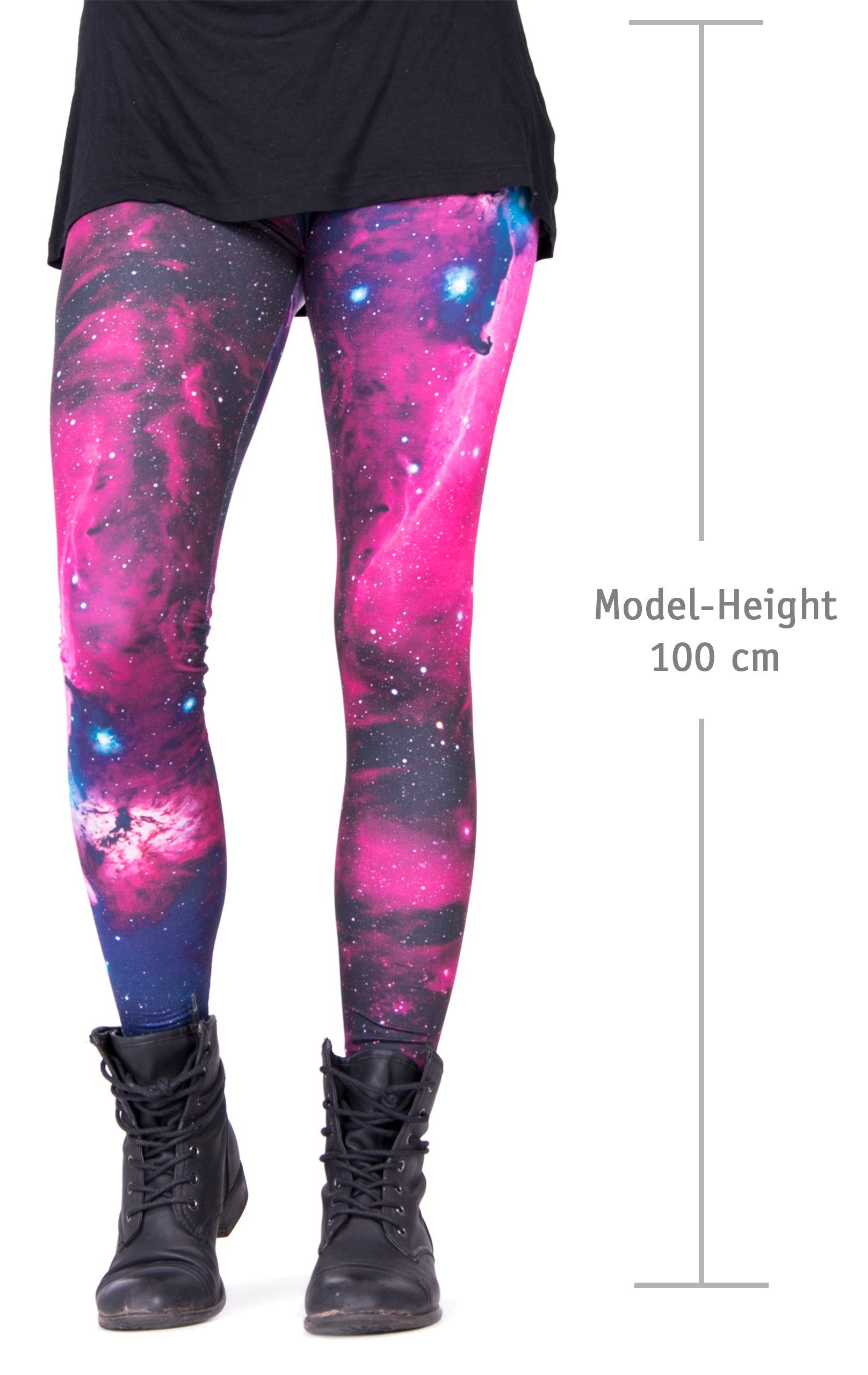 cosey Leggings Festival Leggings mit buntem Allover-Print, 2 Größen (XS–S & M–L) (36/M bis 40/L) Galaxy