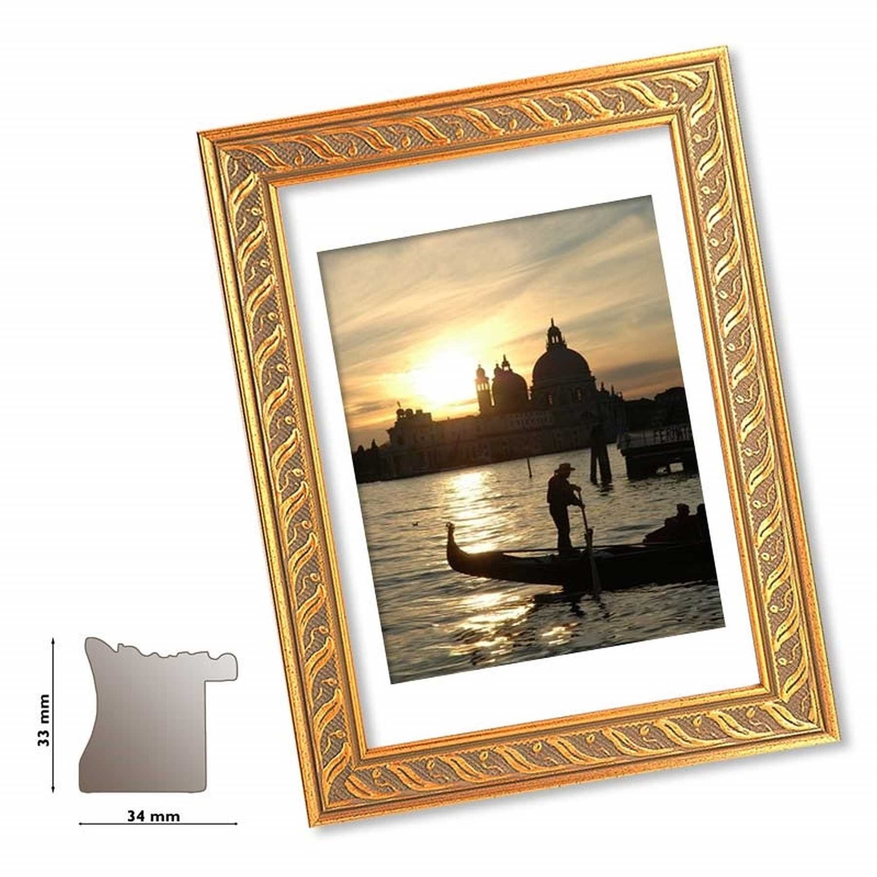 Bilderrahmen Neumann Einzelrahmen Kunststoffrahmen VENEZIA, gold günstig online kaufen