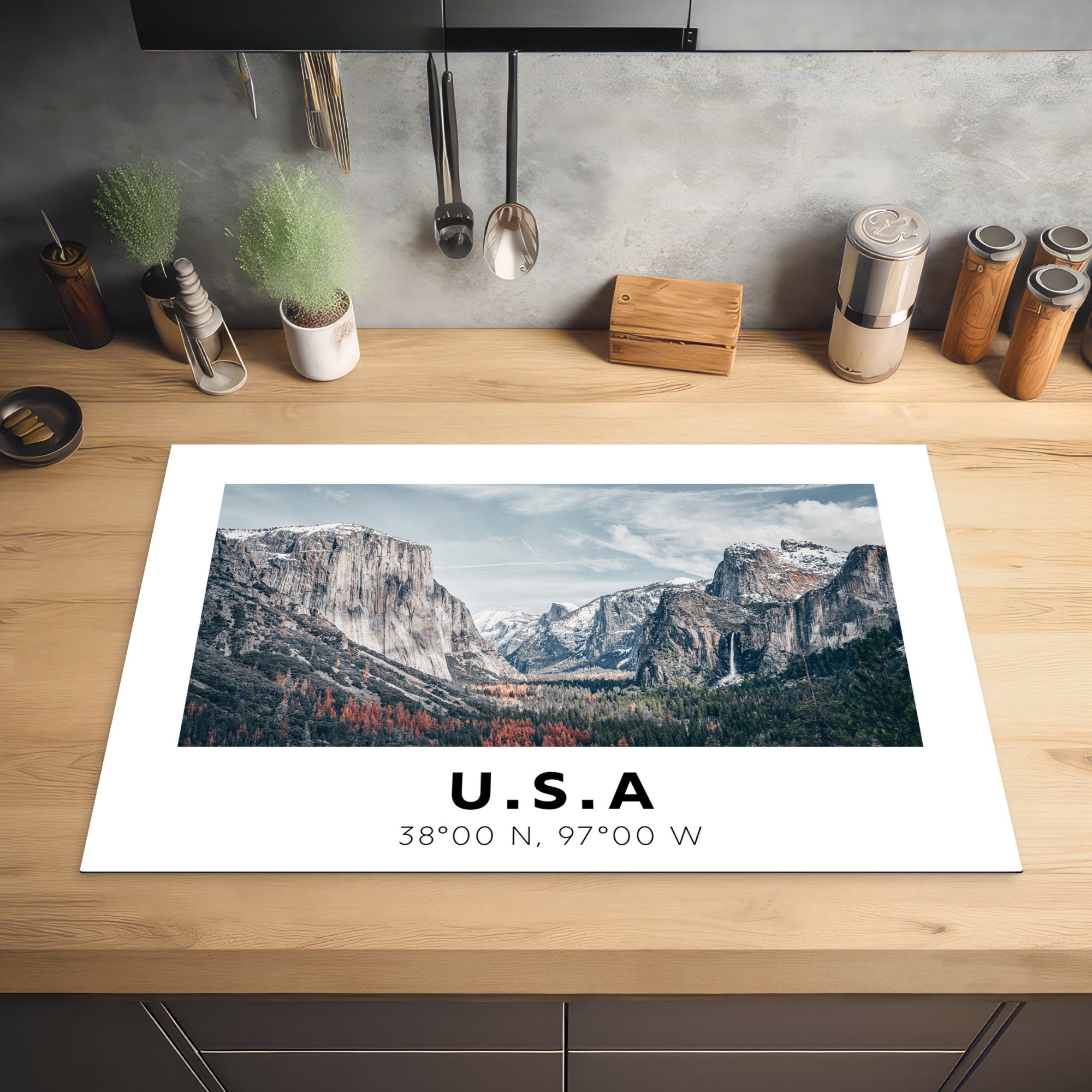 MuchoWow Herdblende-/Abdeckplatte Yosemite Ceranfeldabdeckung Induktionskochfeld für die Schutz Vinyl, (1 cm, Amerika Wyoming, - küche, tlg), 81x52 