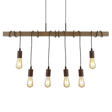 etc-shop LED Pendelleuchte, Leuchtmittel inklusive, Warmweiß, Design Hänge Lampe Holz Balken Decken Pendel Leuchte Filament im