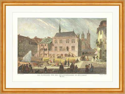 Kunstdruck Rathaus und Johanniskirche in Göttingen Marktplatz Altes Deutschland 1, (1 St)