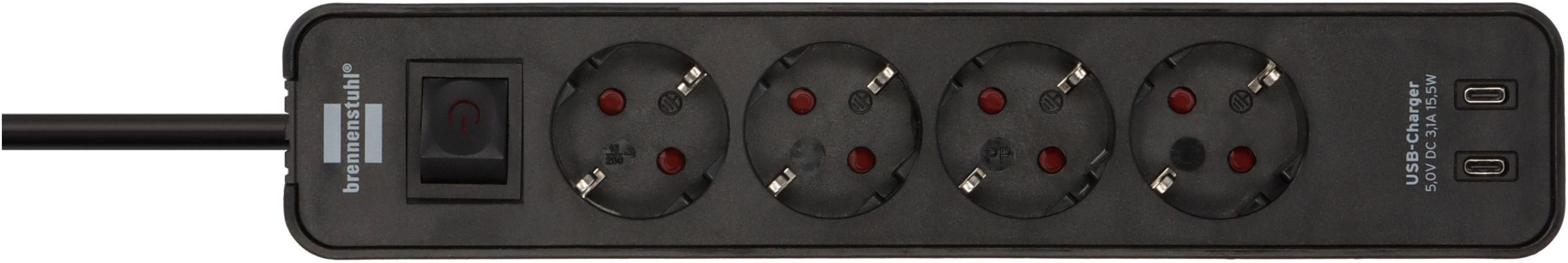 Brennenstuhl Ecolor H05VV-F3G1,5 1,5m 4-fach mit 2 USB-C-Ladebuchsen Steckdosenleiste (USB-Anschlüsse, Kabellänge 1,5 m) – Bild 5 von 5