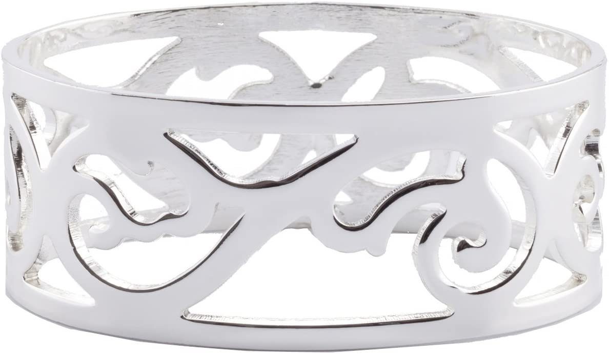 EDZARD Serviettenring Vita, Stahl, 4er-Set, oval, Silber-Optik, versilbert, anlaufgeschützt, H 2 cm