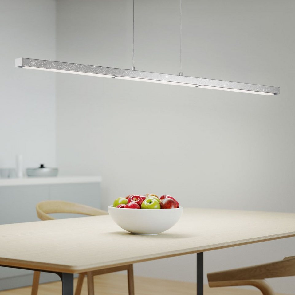 LED Design Decken Pendel Leuchte geschwungen Wohn Ess Zimmer Chrom Hänge Lampe 