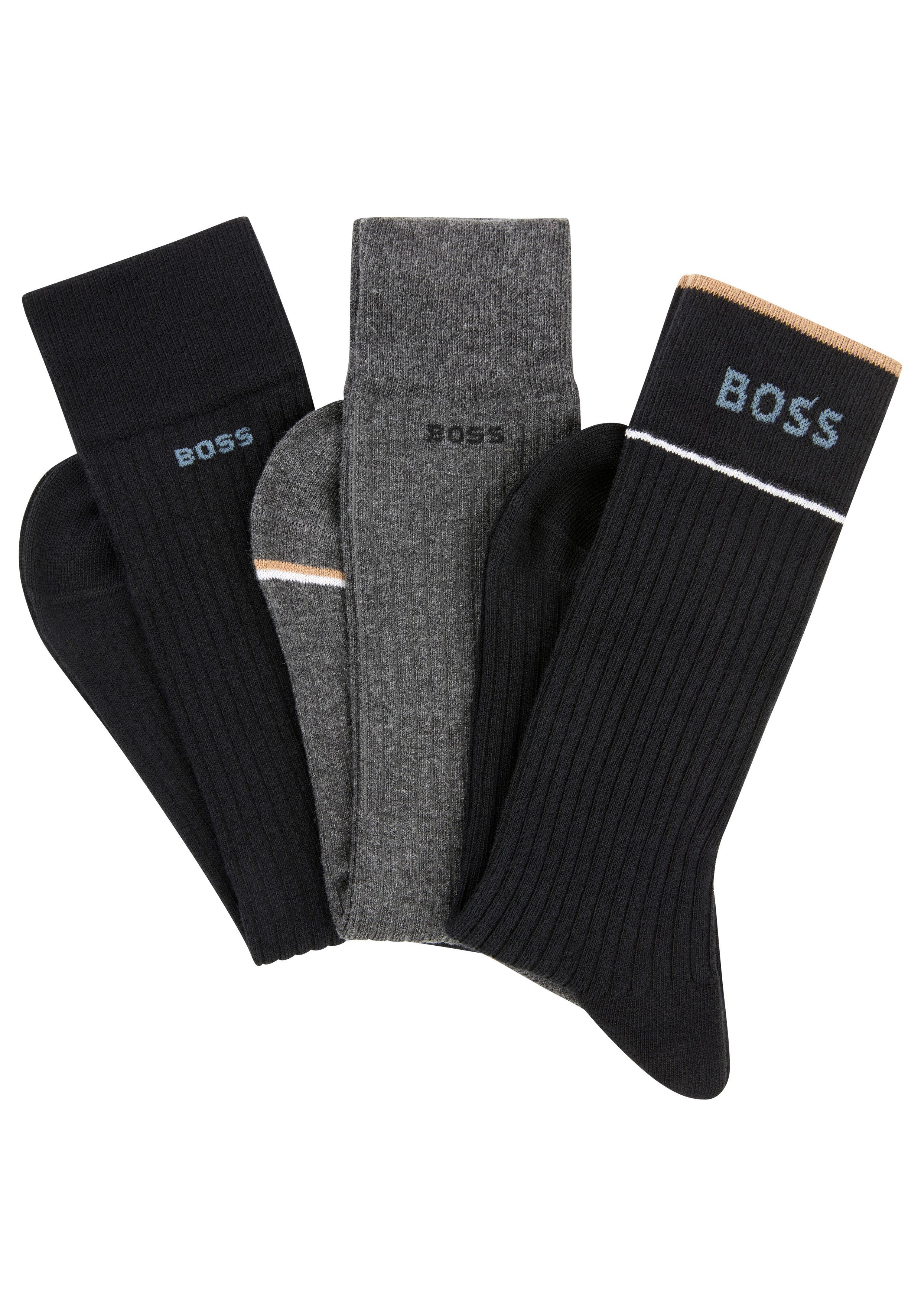 BOSS Freizeitsocken 3P RS Rib Fine CC (Packung, 3-Paar, 3er Pack) mit BOSS günstig online kaufen