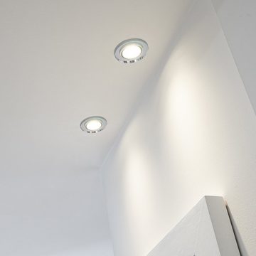LEDANDO LED Einbaustrahler 10er RGB LED Einbaustrahler Set extra flach in weiß mit 3W LED von LED