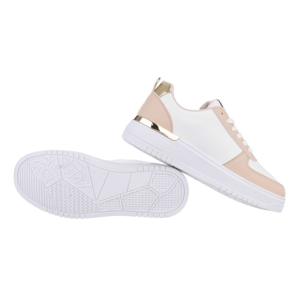 Ital-Design Sneaker mit Reißverschluss und einzigartigem Design für Damen Sneaker (84456312) Flach Sneakers Low in Beige