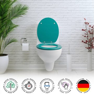 Sanfino WC-Sitz "Mars Green" Premium Toilettendeckel mit Absenkautomatik aus Holz, in einem schönem Grün, hohem Sitzkomfort, einfache Montage