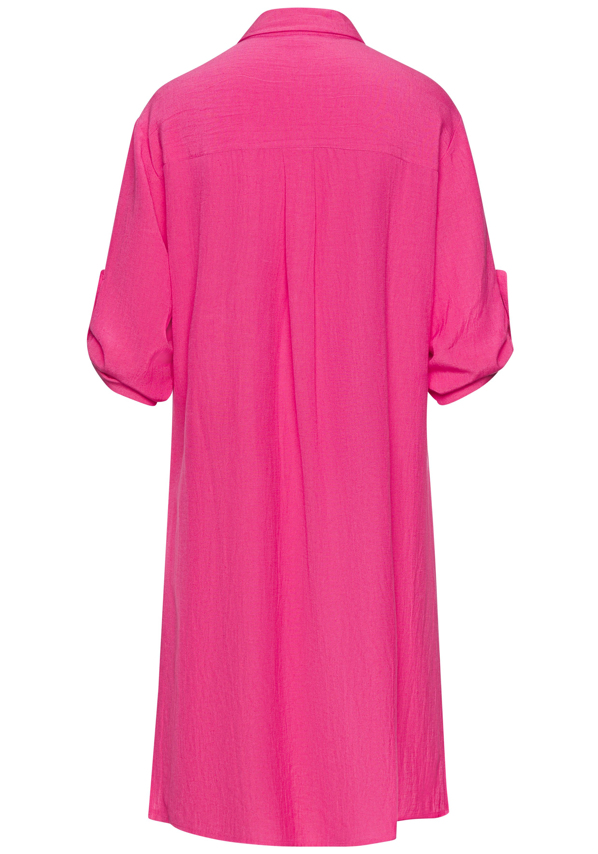 LASCANA Longbluse aus leichter Webware mit Leinenanteil, luftiges Blusenkleid