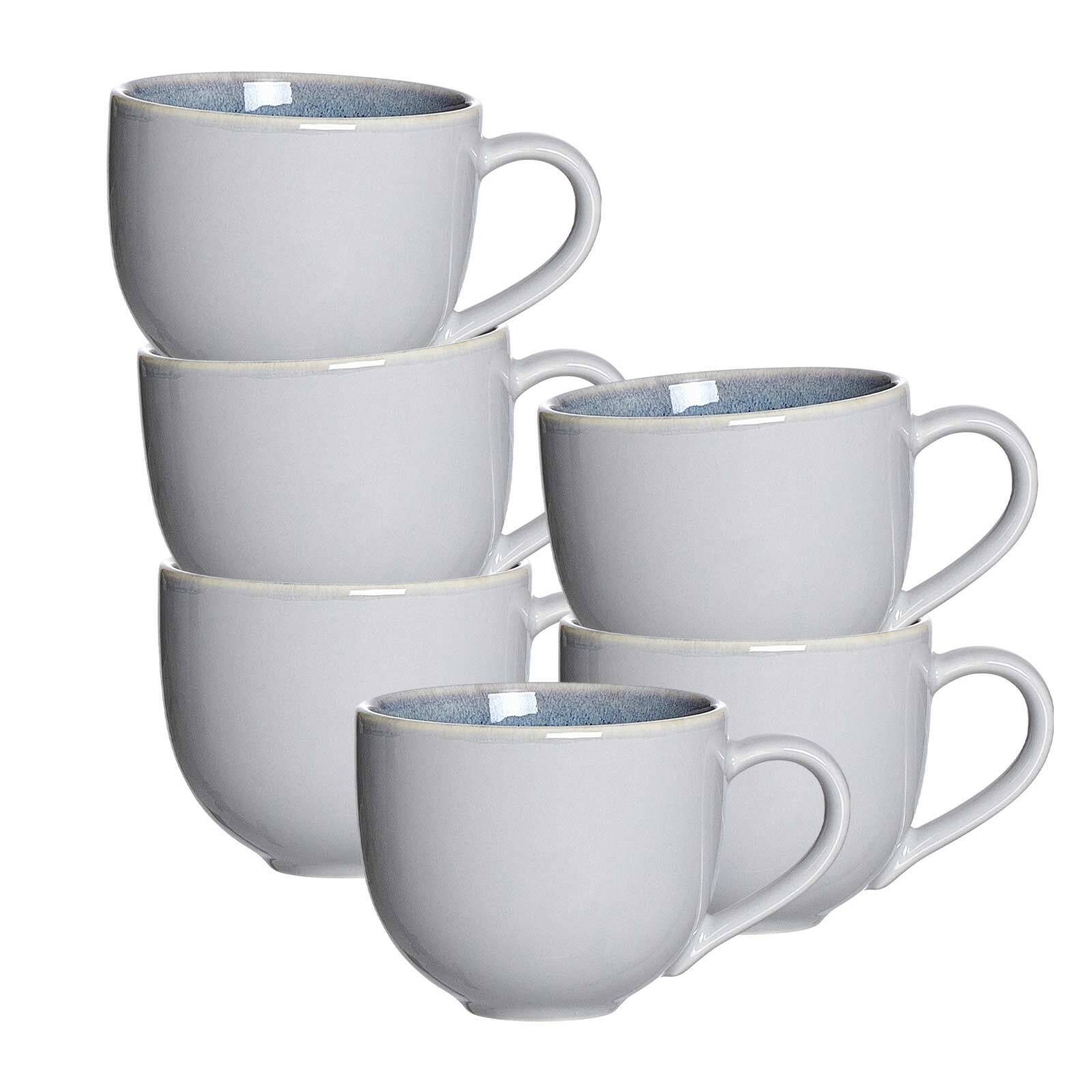 Ritzenhoff & Breker Tasse Skagen Stone Kaffeetassen 220 ml 6er Set, 6-tlg., Porzellan