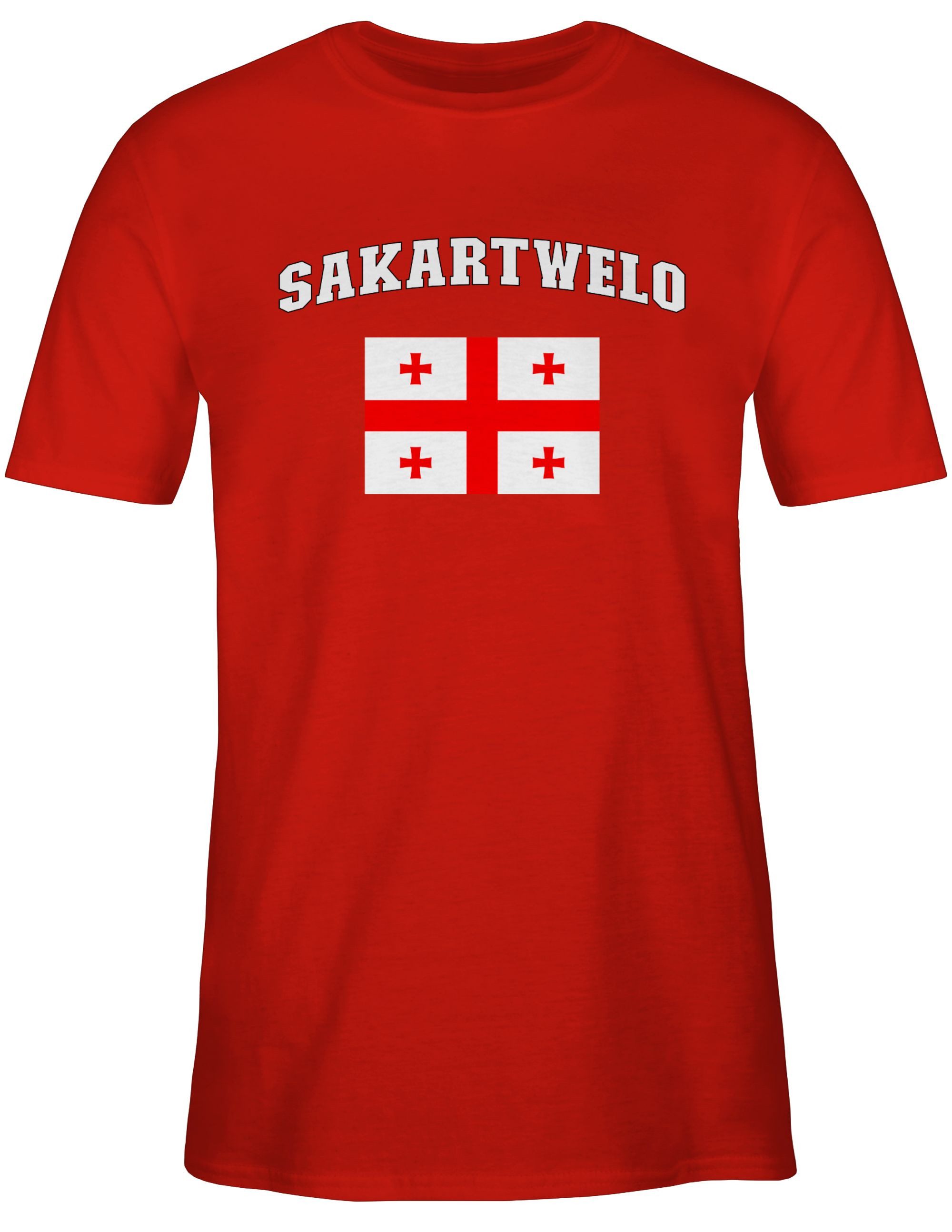 Shirtracer T-Shirt Sakartwelo Schriftzug mit Flagge, Sakartvelo, Georgia, Georgien, G 2026 Fussball WM Fanartikel