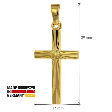 trendor Kette mit Anhänger Kreuz-Anhänger Gold 585 / 14K + goldplattierte Silber-Kette