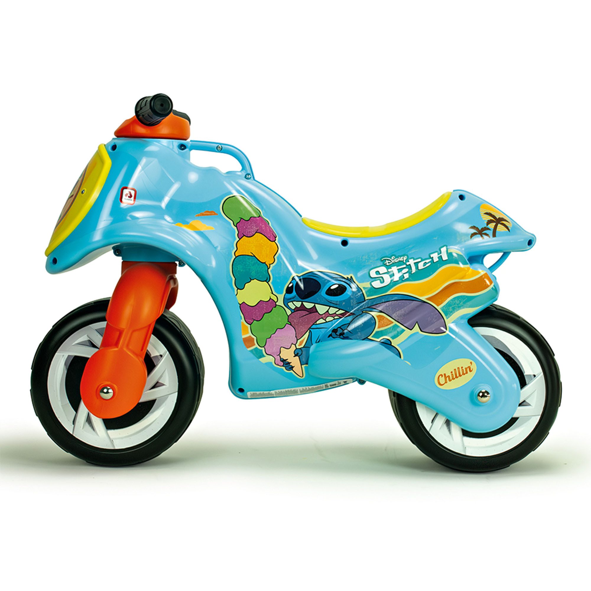 INJUSA Rutschmotorrad Stitch, Kinder Rutscher in Blau, stabile Kunststoffräder, bis 30 kg Last